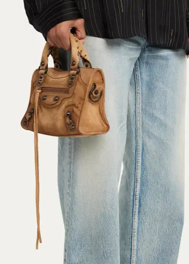 Balenciaga Le City Mini Waxed Suede Tote Bag | Thumbnail 5