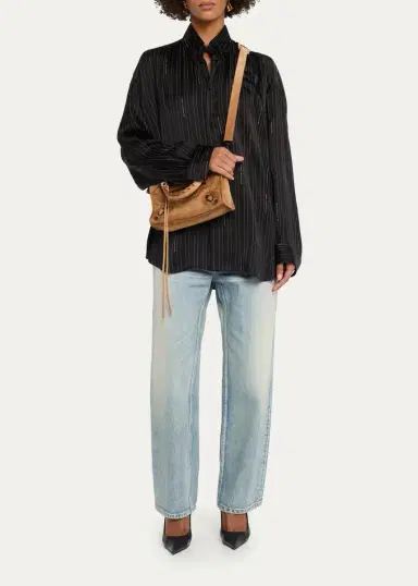Balenciaga Le City Mini Waxed Suede Tote Bag | Thumbnail 8