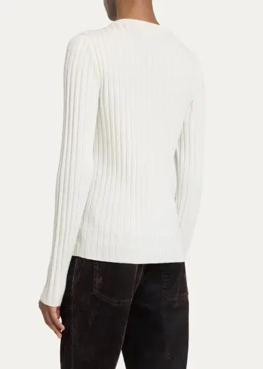 AMIRI Men's Logo Script Ribbed Long-Sleeve Henley T-Shirt | Thumbnail 3