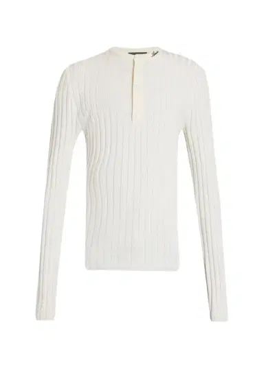 AMIRI Men's Logo Script Ribbed Long-Sleeve Henley T-Shirt | Thumbnail 1