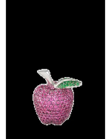 Mio Harutaka 18K White Gold Ruby Apple Charm with Tsavorites | Thumbnail 2