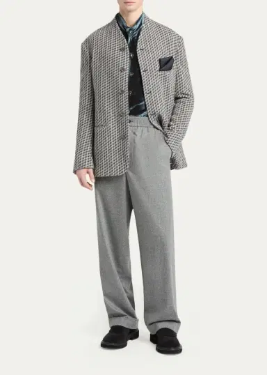 Giorgio Armani Men's Geometric Wool and Cashmere Jacquard Blazer | Thumbnail 2