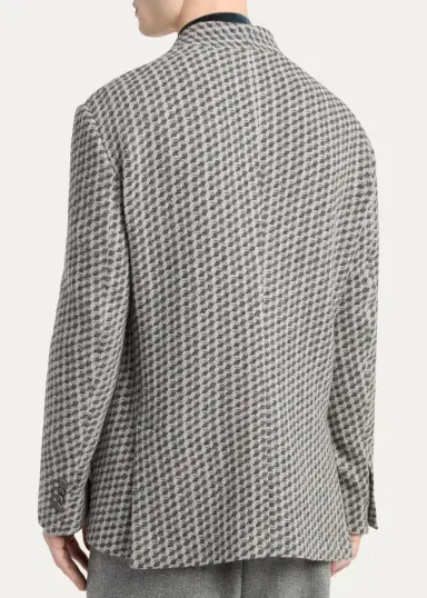Giorgio Armani Men's Geometric Wool and Cashmere Jacquard Blazer | Thumbnail 3