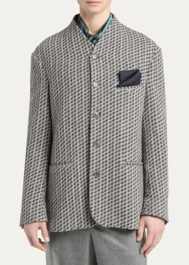 Giorgio Armani Men's Geometric Wool and Cashmere Jacquard Blazer | Thumbnail 4
