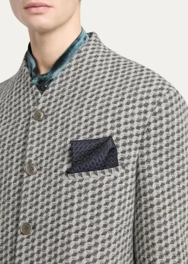 Giorgio Armani Men's Geometric Wool and Cashmere Jacquard Blazer | Thumbnail 5