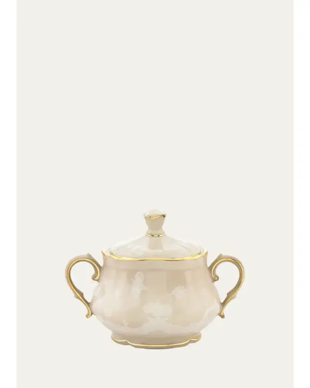 GINORI 1735 Meringa Printed Porcelain Sugar Bowl