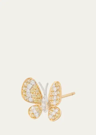 Mio Harutaka 18K Diamond and Yellow Sapphire Butterfly Stud Earring, Single | Thumbnail 2