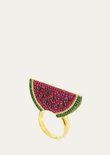 Mio Harutaka 18K Yellow Gold Pink Sapphire Watermelon Ring with Diamonds | Thumbnail 2