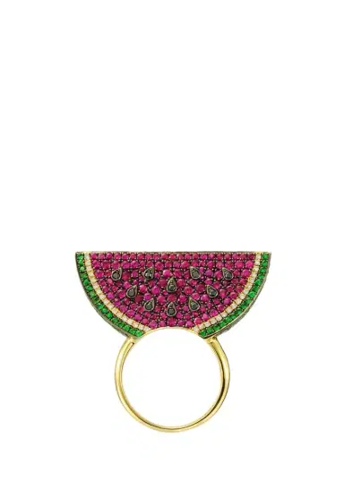 Mio Harutaka 18K Yellow Gold Pink Sapphire Watermelon Ring with Diamonds | Thumbnail 1