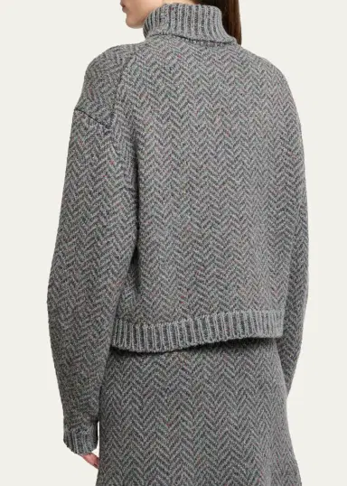 Gabriela Hearst Courtney Cashmere Herringbone Turtleneck Sweater | Thumbnail 3