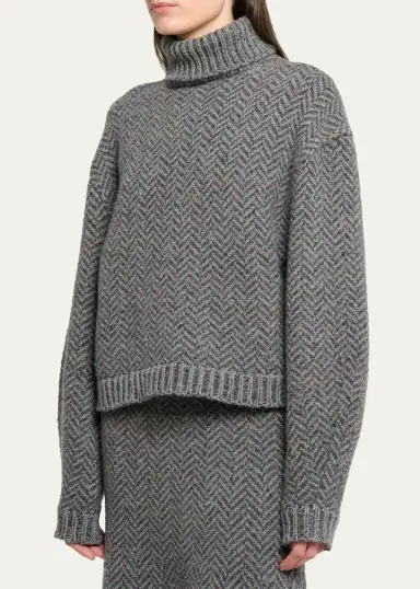 Gabriela Hearst Courtney Cashmere Herringbone Turtleneck Sweater | Thumbnail 4
