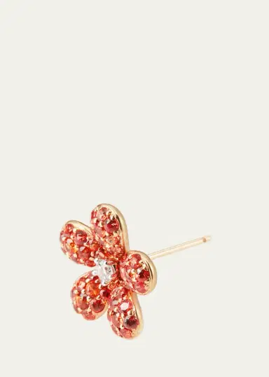 Mio Harutaka 18K Diamond and Orange Sapphire Flower Stud Earring, Single | Thumbnail 2