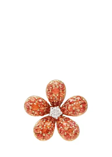 Mio Harutaka 18K Diamond and Orange Sapphire Flower Stud Earring, Single | Thumbnail 1