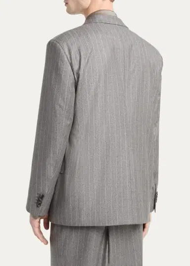 Giorgio Armani Men's Wool Pinstripe Oversized Double-Breasted Suit | Thumbnail 5 Giorgio Armani Men's Wool Pinstripe Oversized Double-Breasted Suit | Thumbnail 5