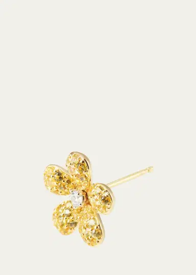 Mio Harutaka 18K Diamond and Yellow Sapphire Flower Stud Earring, Single | Thumbnail 2