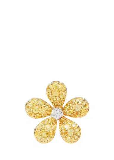 Mio Harutaka 18K Diamond and Yellow Sapphire Flower Stud Earring, Single | Thumbnail 1