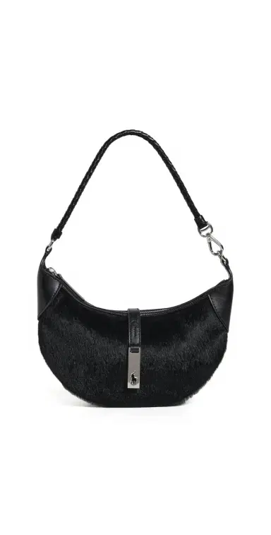 Polo Ralph Lauren ID Mini Haircalf Shoulder Bag Black One Size | Thumbnail 1