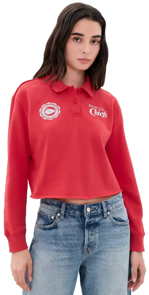 Junk Food Chiefs Polo Crop Fleece Sweatshirt icorice