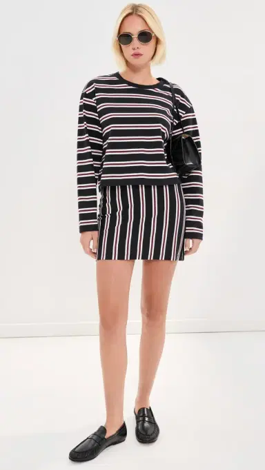 LE BOP Brie triped Skirt Black//Mahogany | Thumbnail 2