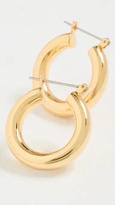 Luv AJ Baby Amalfi Tube Hoop Earrings Gold One Size | Thumbnail 4