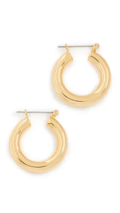 Luv AJ Baby Amalfi Tube Hoop Earrings Gold One Size | Thumbnail 5
