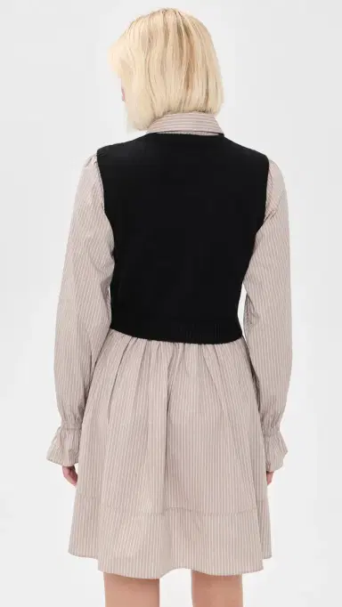 Cinq à Sept Patsy Dress Black/Cappucino tripe | Thumbnail 3