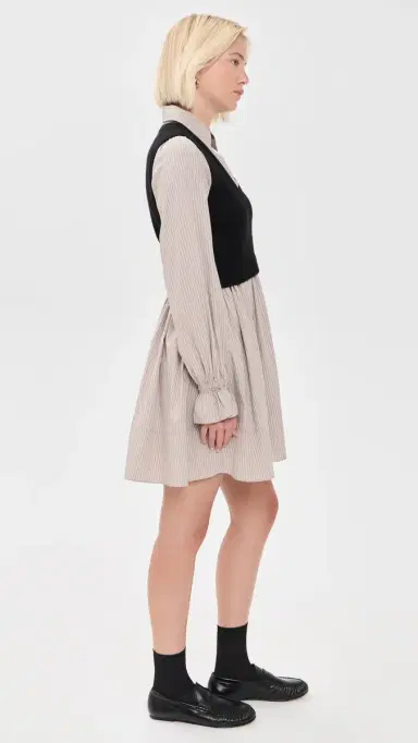 Cinq à Sept Patsy Dress Black/Cappucino tripe | Thumbnail 4