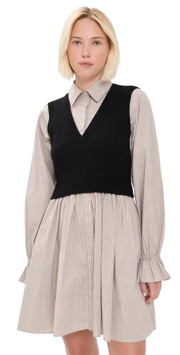 Cinq à Sept Patsy Dress Black/Cappucino tripe
