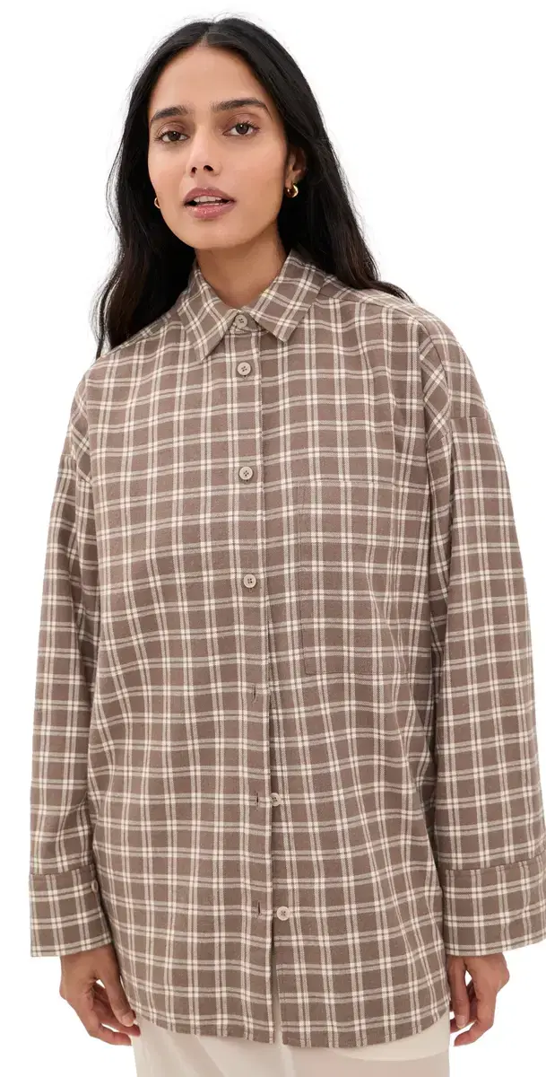 By Malene Birger Derris Flannel Button Down Shirt Fossil