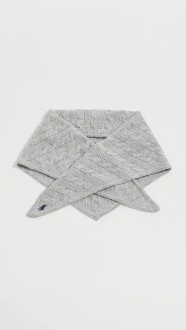 Polo Ralph Lauren Cable Triangle Scarf Soft Grey One Size | Thumbnail 2