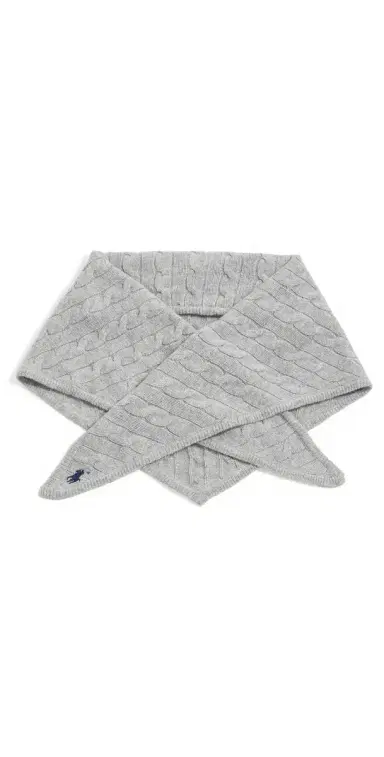 Polo Ralph Lauren Cable Triangle Scarf Soft Grey One Size | Thumbnail 1