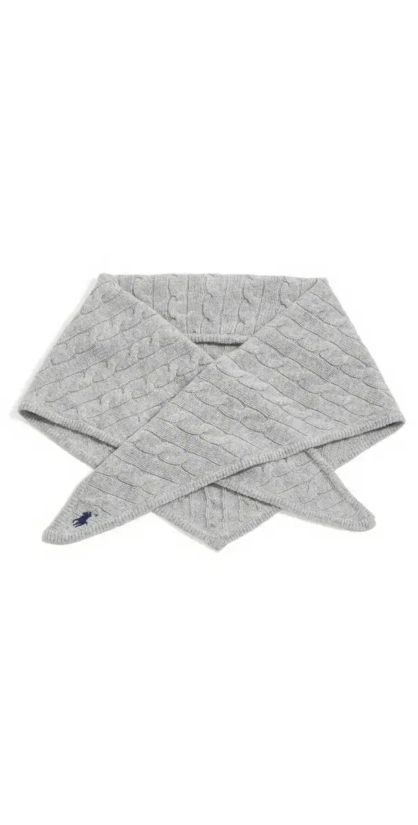 Polo Ralph Lauren Cable Triangle Scarf Soft Grey One Size