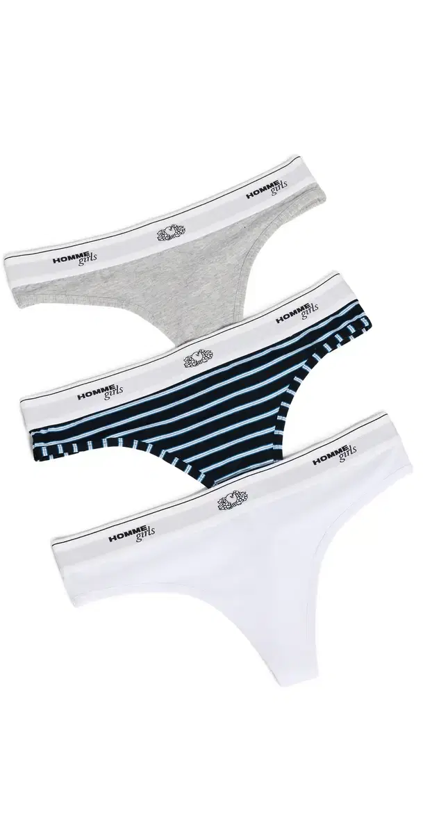 Hommegirls Homme Girls x Fruit Of The oom Classic Thong 3 Pack Stripe Heather Grey/White