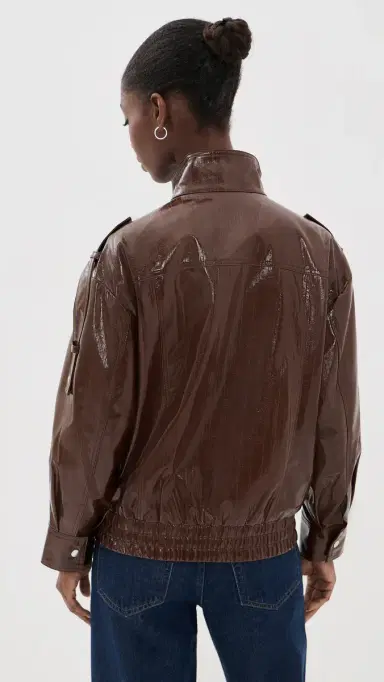 3.1 Phillip Lim Faux Textured Leather Bomber Jacket Espresso M | Thumbnail 3
