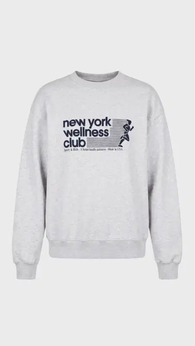 Sporty & Rich UA Wellness Club Crewneck Sweatshirt Heather Grey Light Navy | Thumbnail 2 Sporty & Rich UA Wellness Club Crewneck Sweatshirt Heather Grey Light Navy | Thumbnail 2