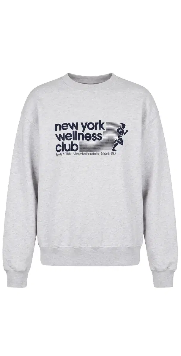 Sporty & Rich UA Wellness Club Crewneck Sweatshirt Heather Grey Light Navy