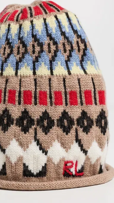 Polo Ralph Lauren Chunky Fairisle Beanie Camel One Size | Thumbnail 4 Polo Ralph Lauren Chunky Fairisle Beanie Camel One Size | Thumbnail 4