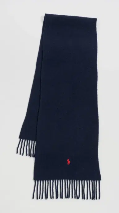 Polo Ralph Lauren Solid Recycled Wool Scarf Hunter Navy One Size | Thumbnail 2