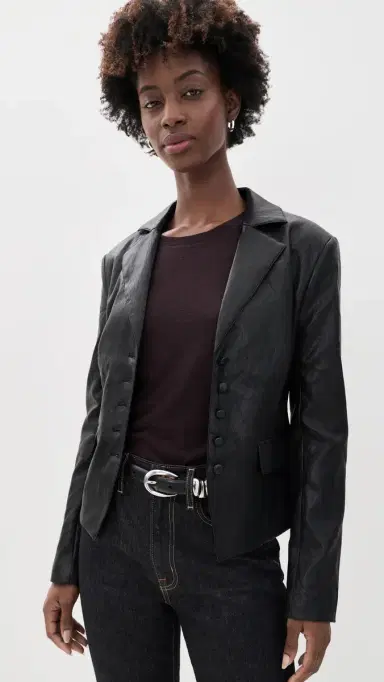 Joe's Jeans The Fitted Faux Leather Blazer | Thumbnail 2 Joe's Jeans The Fitted Faux Leather Blazer | Thumbnail 2