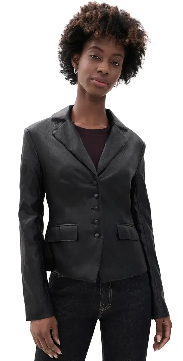 Joe's Jeans The Fitted Faux eather Blazer Black