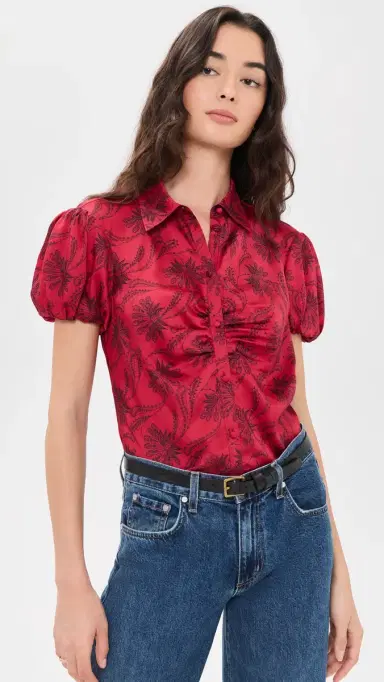Cinq à Sept Paisley Fan olange Top warm cranberry/black | Thumbnail 2