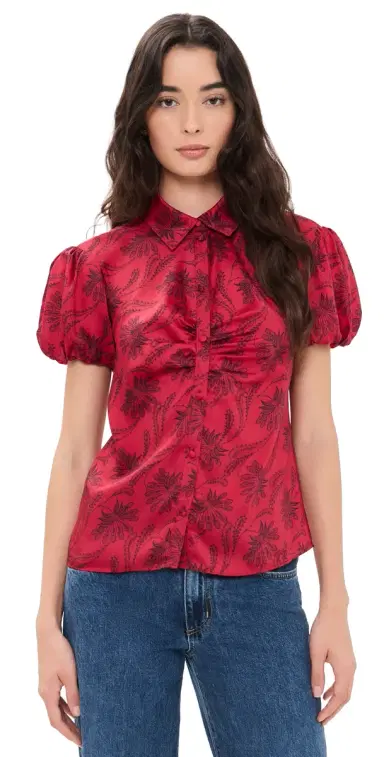 Cinq à Sept Paisley Fan olange Top warm cranberry/black | Thumbnail 1
