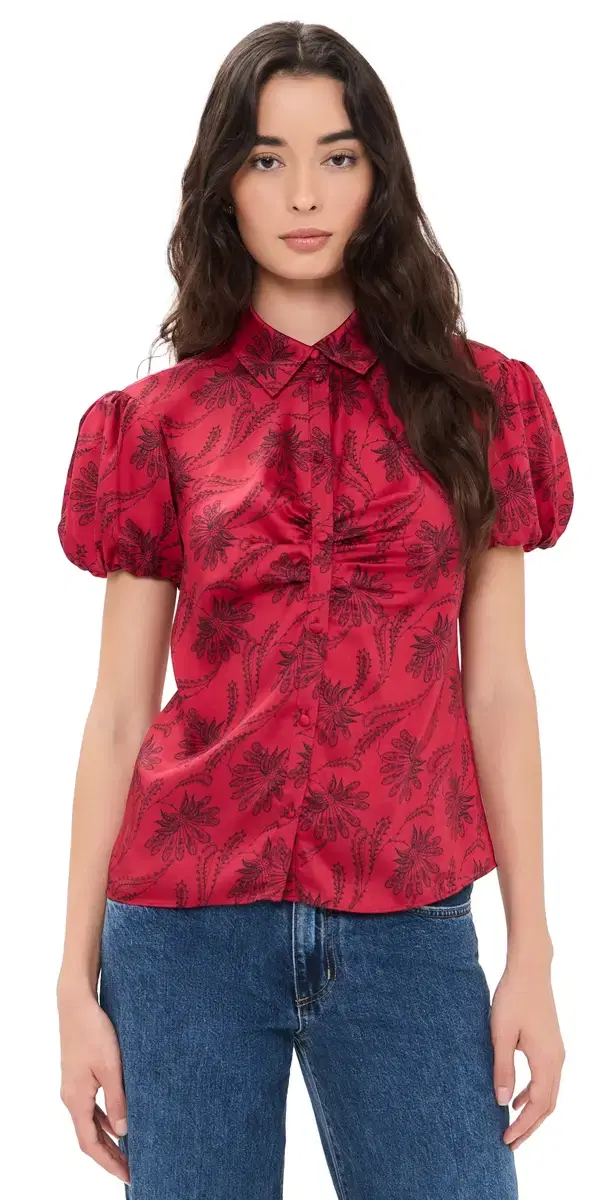 Cinq à Sept Paisley Fan olange Top warm cranberry/black