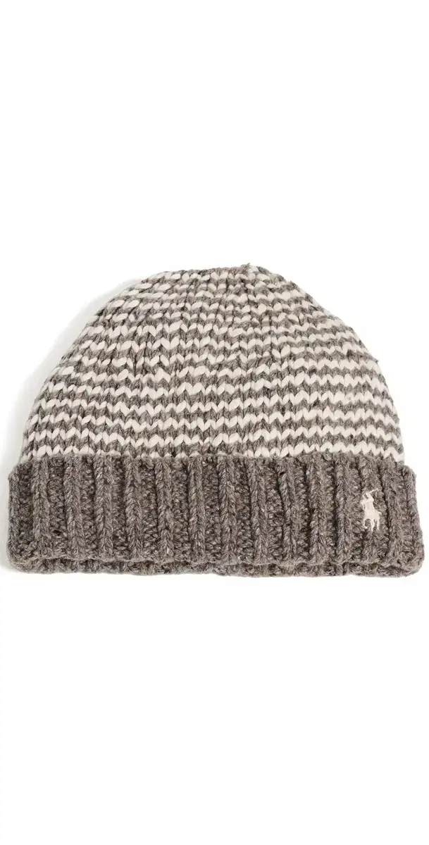 Polo Ralph Lauren Mariner Stripe Beanie Stone Grey/Cream One Size