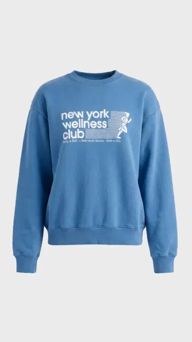 Sporty & Rich USA Wellness Club Crewneck Sweatshirt Dusty Blue White | Thumbnail 2 Sporty & Rich USA Wellness Club Crewneck Sweatshirt Dusty Blue White | Thumbnail 2