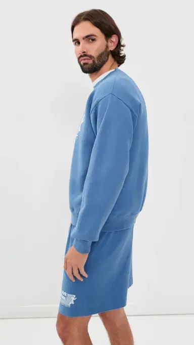 Sporty & Rich USA Wellness Club Crewneck Sweatshirt Dusty Blue White | Thumbnail 6 Sporty & Rich USA Wellness Club Crewneck Sweatshirt Dusty Blue White | Thumbnail 6