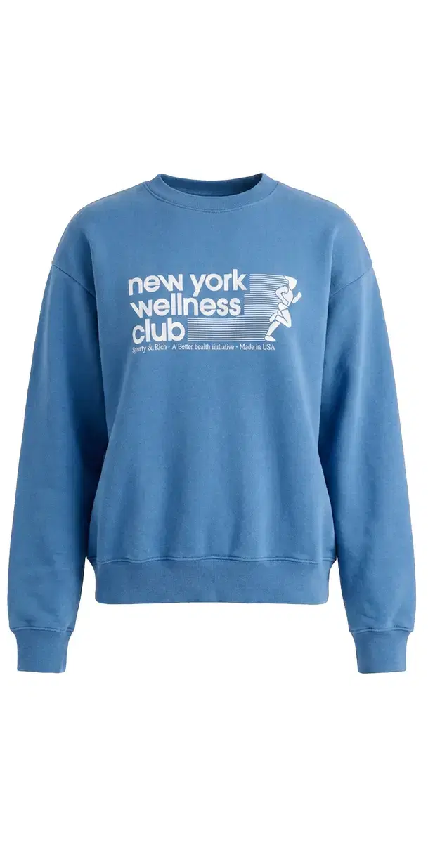 Sporty & Rich USA Wellness Club Crewneck Sweatshirt Dusty Blue White