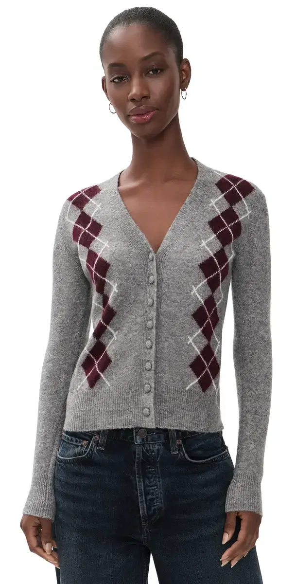 Wayf Elizabeth Argyle Cardigan Grey/er
