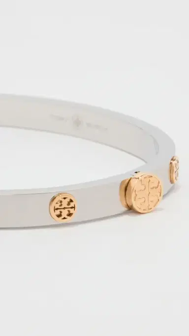 Tory Burch Thin Icon Hinge Bracelet Tory Silver/Tory Gold One Size | Thumbnail 4 Tory Burch Thin Icon Hinge Bracelet Tory Silver/Tory Gold One Size | Thumbnail 4