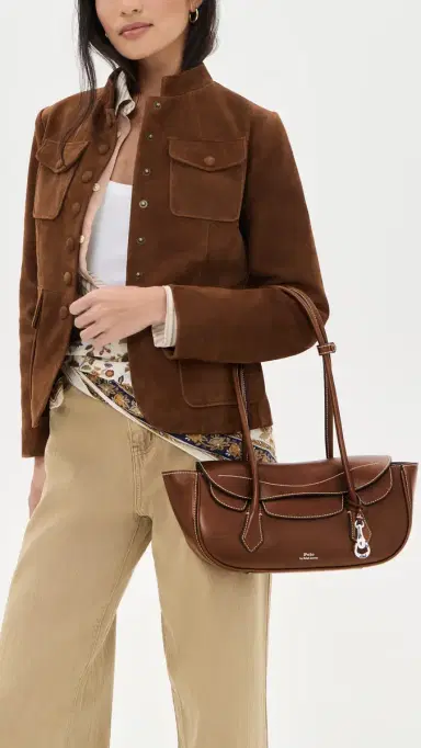 Polo Ralph Lauren Shiny Tumbled Blaze Shoulder Bag Chestnut One Size | Thumbnail 3
